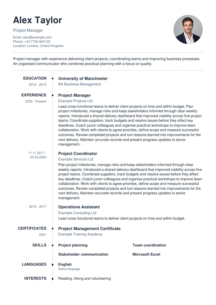 Timeline CV şablonu